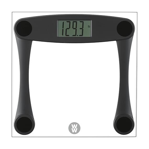 Weight Watchers Digital Bathroom Scale by Conair - Glass Body, Measures Up to 400 Lbs. in Black Frame
