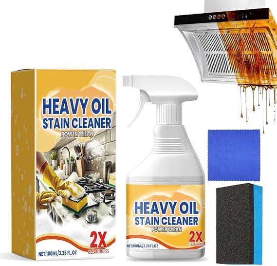 Heavy Oil Cleaner Stain, Heavy Duty Degreaser Cleaner Spray,All Purpose Kitchen Heavy Oil Cleaning Agent, Grease Remover kitchen oil Stains Greasy Dirt Clean (1)
