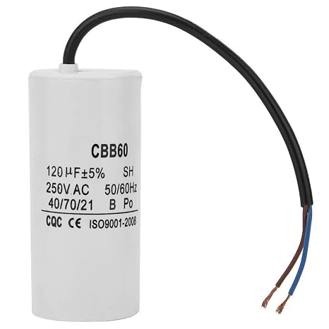 Jadeshay CBB60 Motor Run Capacitor, 250V AC 120uF with Wire Lead for Air Compressor, HVAC and Motor Start-Ups, 50/60Hz Metallized Polypropylene Film, Heat Resistant, Low Leakage