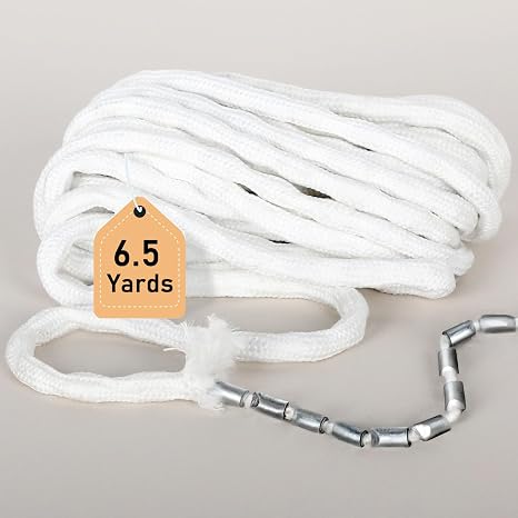 6.5Yard Curtain Weight Rope, Drapery Weights Tape, Heavy Drapery Weights for Indoor Tulle Fabrics, Weighted Lead Rope Increase Curtain Weight, DIY Length Curtain Accessories