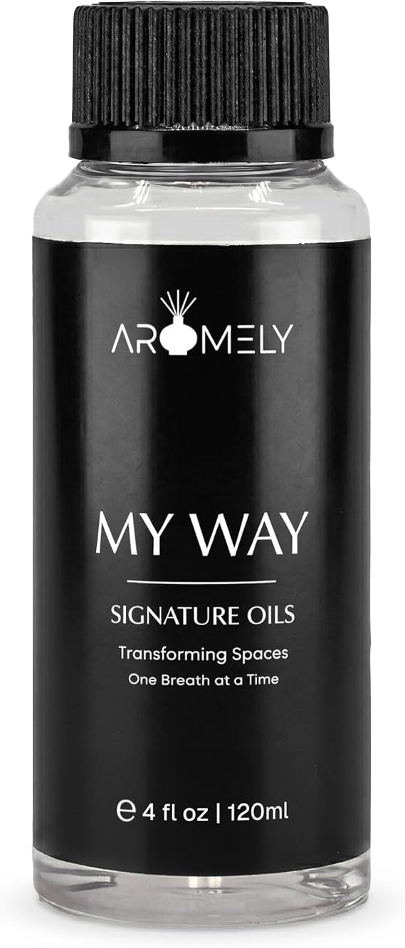 AROMELY My Way Diffuser Oil Blend | Luxury Home Fragrance Oil for Diffusers | Inspired by 1 Hotel | Signature Scent with Notes of Leather, Cardamom, Lemon, Cedarwood, Iris & Amber | 120ml