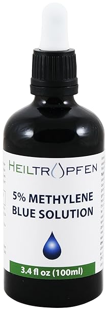 Methylene Blue 5% Solution 3.4 Fl Oz - 100 ml | Highest Concentration | Ultra High Purity | USP Pharma Grade Ingredients - Third-Party Tested | Formaldehyde Free | Glass Bottle | Heiltropfen