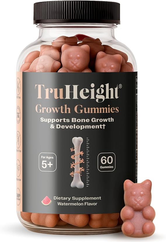 TruHeight Growth Gummies (Watermelon) Tall Nutrition for Natural Growth Supplement for Kids & Teens - Vitamin D, K, Calcium & Ashwagandha, Bone Strength Vitamins D3 K2, Picky Eater, Taller Ages 5+