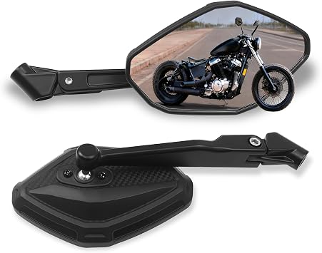 Motorcycle ATV Mirrors for Handlebars Universal Wide-Angle Side Rearview Mirrors with M8 M10 Bolts for ATV Scooter Dirt Bike Cruiser