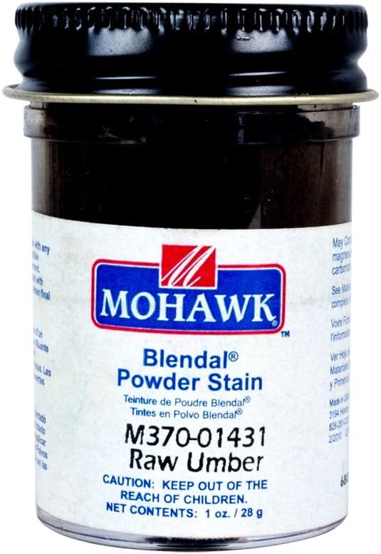 Mohawk Blendal Powder Stain (Raw Umber) - Extra Fine, Ground Touch-Up Pigment for Spot Color Replacement on Furniture, Cabinets, Plastics, Leather, Vinyl and More - Satin Finish - 1 oz