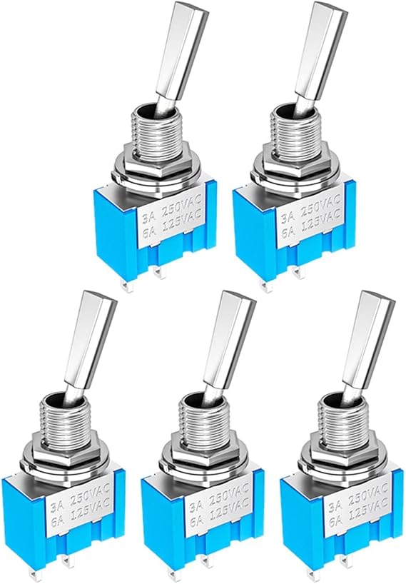 5PCS Mini Toggle Switch SPST Flat Handle ON Off Latching 2 Position 2 Pin Compatible with Car Truck with Solder Terminals (Color : MTS-102-F1)