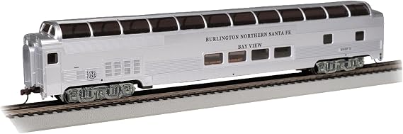 Bachmann Trains 85' Full Dome Car - Lighted Interior BNSF Bay View HO Scale | Rolling Stock, Full Dome Passenger Car with Lighted Interior, Metal Wheels and E-Z Mate Couplers, 13010