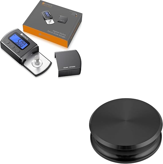 Neoteck Professional Turntable Kit: Stylus Force Gauge 0.01g-100g with LCD Backlight & Record Weight Stabilizer for Vinyl Player, Tonearm, Phono Cartridge