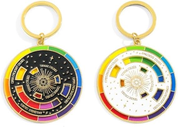 2pcs Color Wheel for The Artist Color Fidget Wheel Keychain Rotating Colorful Rotatable Colorful Carousel Keychain