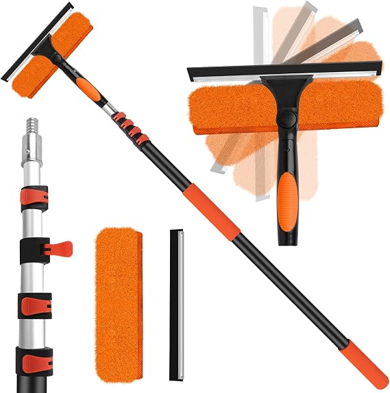 18FT High Window Cleaning Kit with Pole,Professional 2 in 1 Window Squeegee