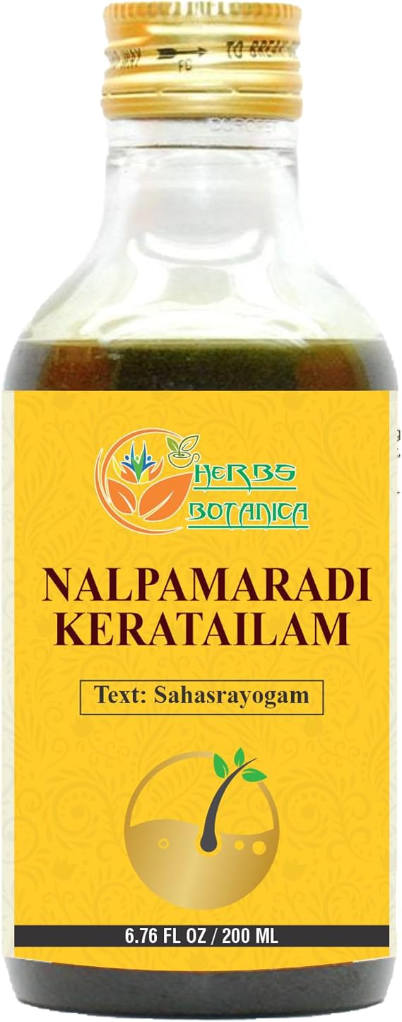 Herbs Botanica Nalpamaradi Thailam Keratailam Ayurvedic Oil With Turmeric Oil for Skin, Face & Body with 15 Ayurvedic Herbs 6.76 Fl Oz
