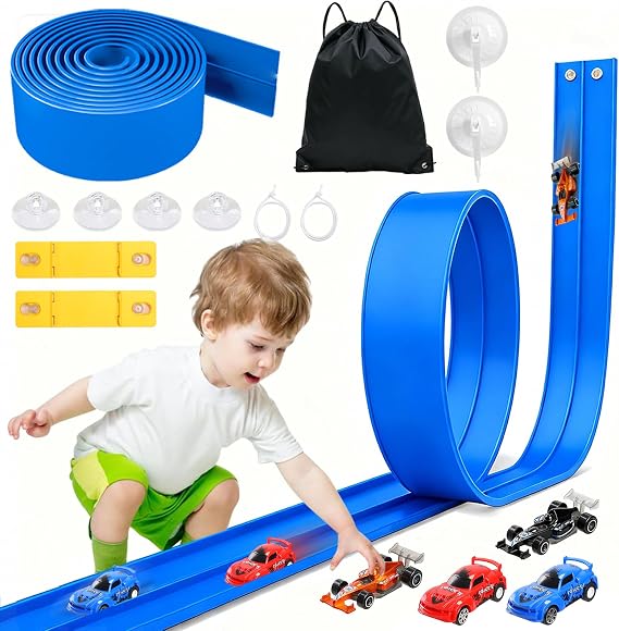 20 Ft Flexible Race Track Toys, Flex Race Car Ramp Track