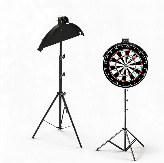 Dartboard Stand, Professional Tripod Dartboard Stand, Stainless Steel Adjustable Height Holder, Foldable Travel Tripod Board Holder, Stable Design, Easy to Assemble