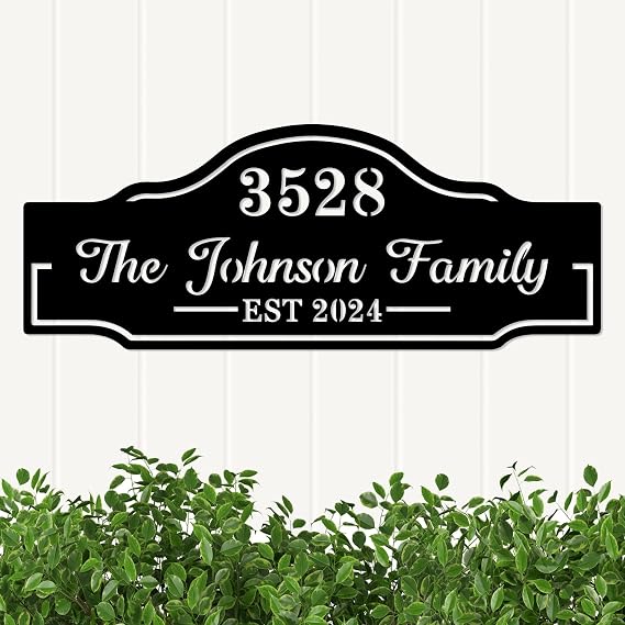 Personalized Outdoor House Number Sign, Custom Metal Name Sign