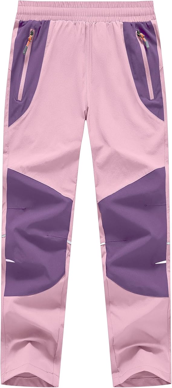 Boys Hiking Pants Kids Lightweight Outdoor Camping Pants Girls Quick Dry Waterproof Trousers with Zipper Pockets