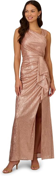 Adrianna Papell Women's Metallic Foil Long Dress