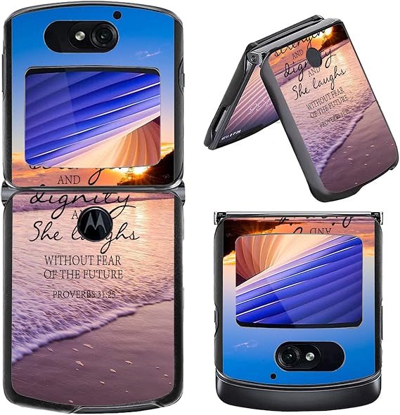 Flip Phone Case, For Motorola RAZR 5G (2020), Polycarbonate Shell, Shock-Absorbent, HTT-1-RAZR 5G 011, Beach Graphic