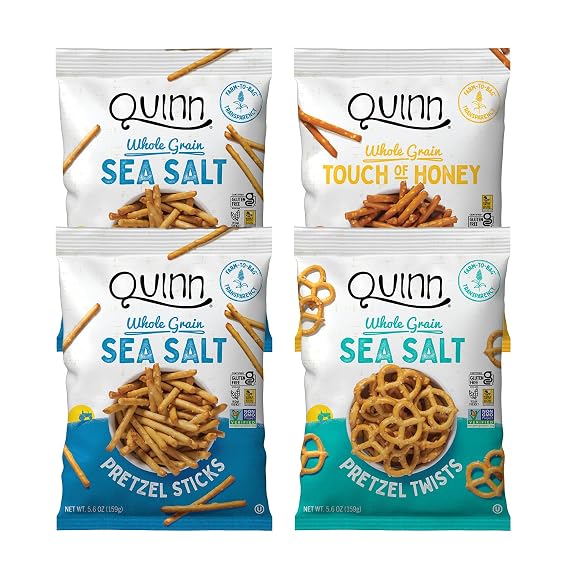 Quinn Pretzel Variety Pack, Gluten Free, Non-GMO, 5.6 oz, 4 Count (Pack of 1)