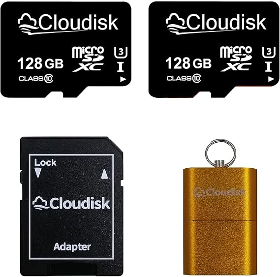Pack of 2 Micro SD Card 128GB Flash Memory Card Micro SDXC with SD Adapter and Card Reader, C10, A2, U3, UHS-I (128 GB)