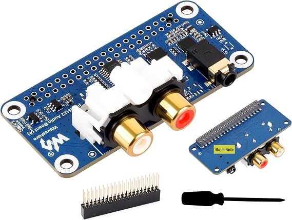 PCM5122 HiFi I2S DAC Sound Card Audio Board Compatible with Raspberry Pi 5/4B/3B+/3B/Pi Zero W/Zero 2W/Pico W/Pico 2W, Stereo Encoding/Decoding, Onboard 3.5mm Headphone Jack & RCA Connector