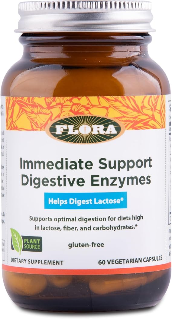 FloraHealth Immediate Support Digestive Enzymes, Lactase, 60 Veg Caps