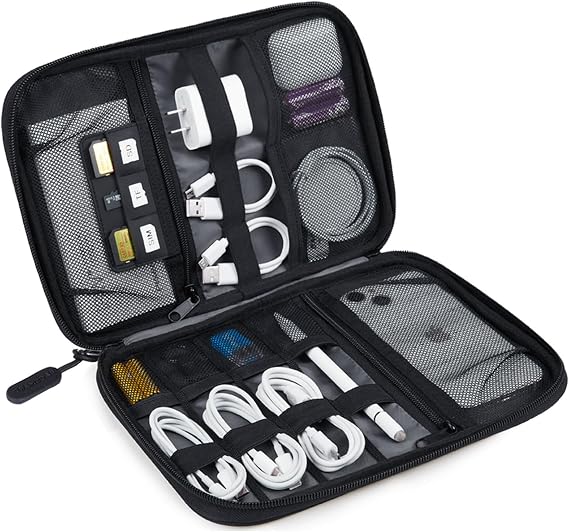 BAGSMART Large Electronic Organizer Travel Case for Tech Accessories, Black | Tech Accessories, Cord Storage, For Phone, Power Bank, SD Card, Cables
