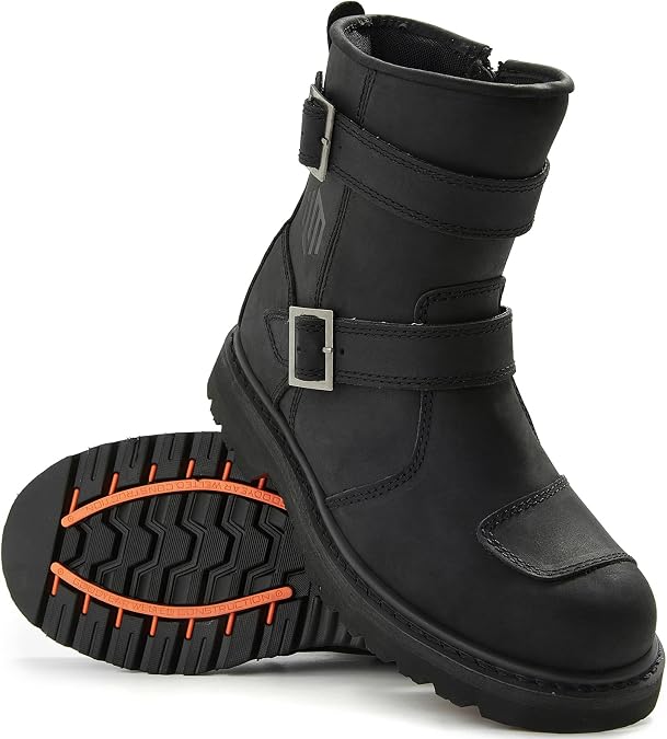ILM Leather Motorcycle Boots with Side Zipper M1005