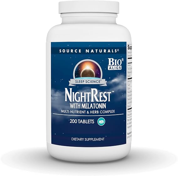 Source Naturals NightRest with Melatonin, 200 Tablets | Bio-Align | Sleep Support | Multi Nutrient and Herb Complex*