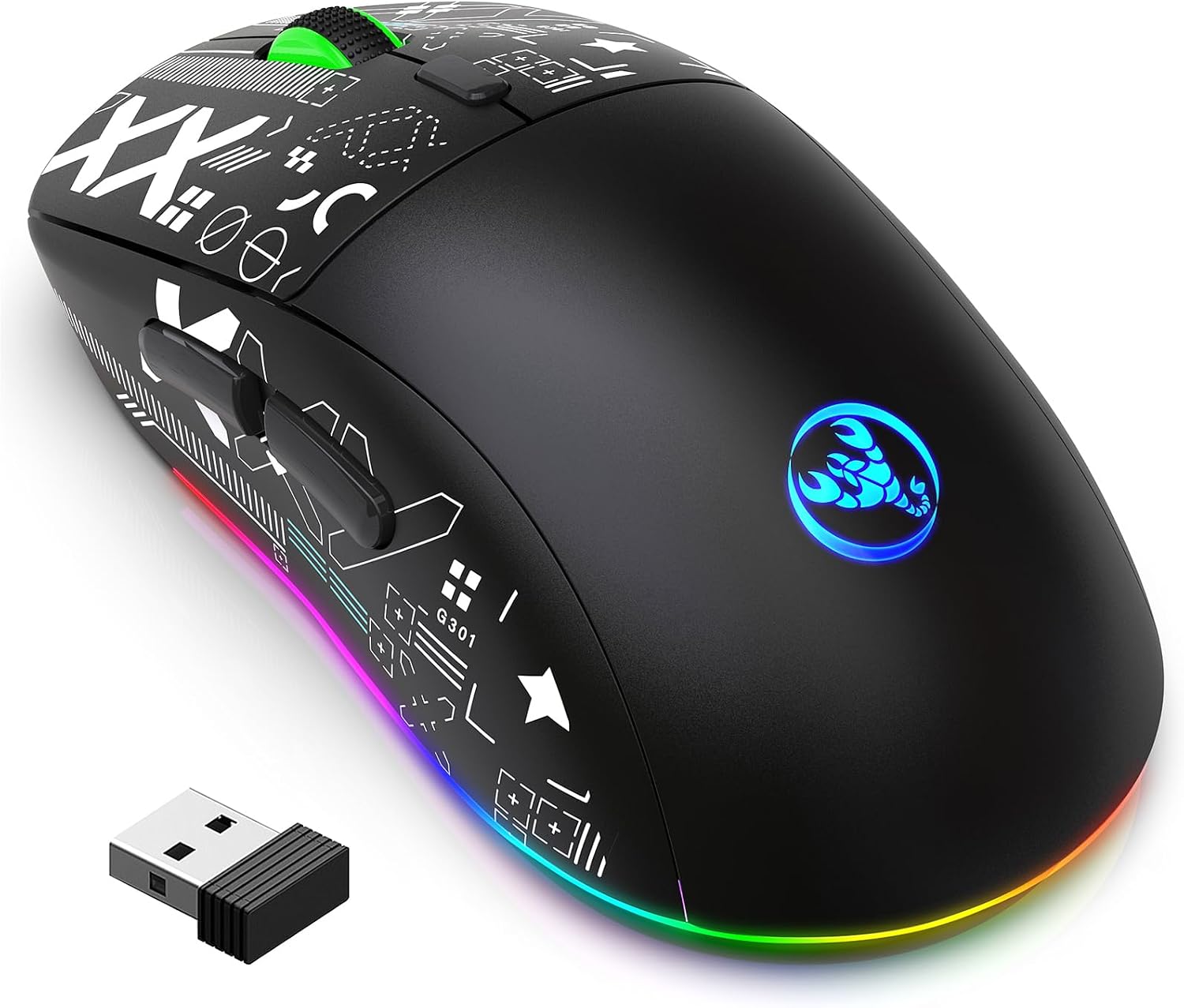 mice 3600DPI Optical Sensor Computer Wireless Gaming Gaming Lightweight hxsj T90 2.4G Wireless Mechanical Gaming Ergonomic Design 10 Million Keystroke Lifetime 3600DPI 11 Modes, Black