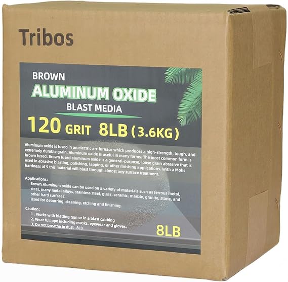 Aluminum Oxide Blasting Media Sand Blasting Media for Sand Blasters 80/100/120/220 Grit for Metal, Glass & Ceramic Tribos Brown Fused Alumina (120Grit)