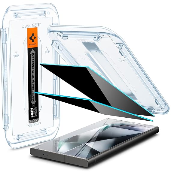 Spigen GlasTR EZ FIT Privacy Screen Protector for Galaxy S24 Ultra | 9H+ Tempered glass, Scratch resistance, Micro-louver Privacy Filter, Auto-align tray, Original touch, Case-friendly, 2 Pack