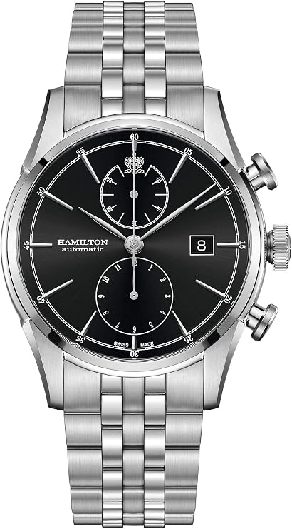 Hamilton American Classic Automatic Men's Watch, 42mm Stainless Steel Case, Swiss Made, Black Dial Analog Wrist Watch for Men, 50m Waterproof, Sapphire Crystal, Stainless Steel Strap