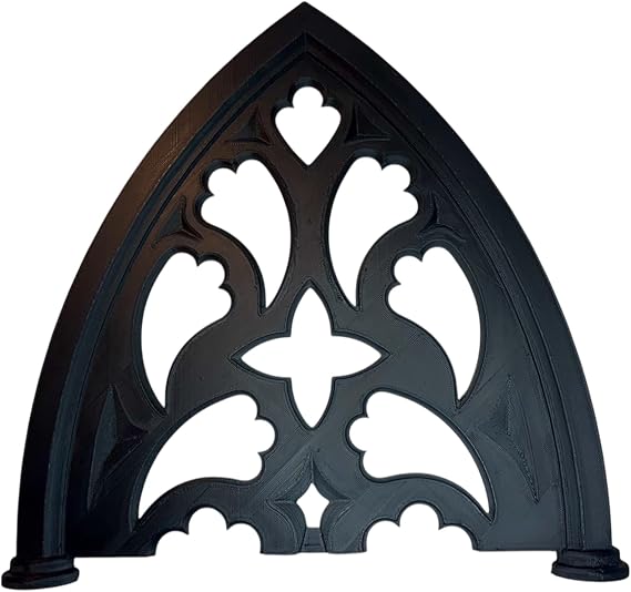 Gothic Arch Wall Decor or Mantle Decor Black Cathedral Window Design, Decorative Panel