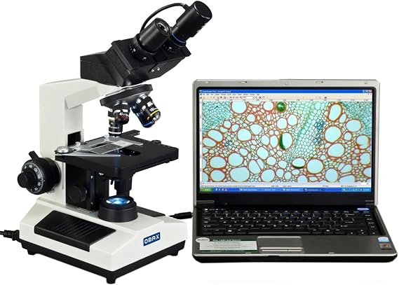 OMAX M827SL-C02 2000X Compound Binocular LED Microscope with USB Digital | 40X-2000X Magnification Range USB 2.0 Connectivity Compound Biological Microscope Built-In LED Illumination
