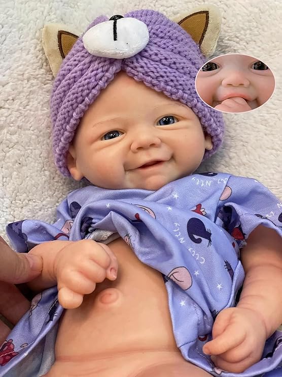 Abenduot 17 Inch Can Open Mouth Full Body Solid Silicone Baby Girl Dolls
