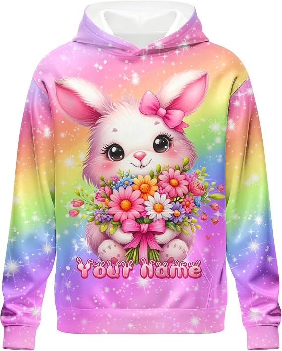 Girls Hoodies Graphic Pullover Gifts for Kids, Personalized Fashion Sweatshirts with Pocket for Teens