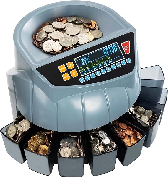MUNBYN Coin Counter Machine, Coin Sorter Machine, Compatible with Printer