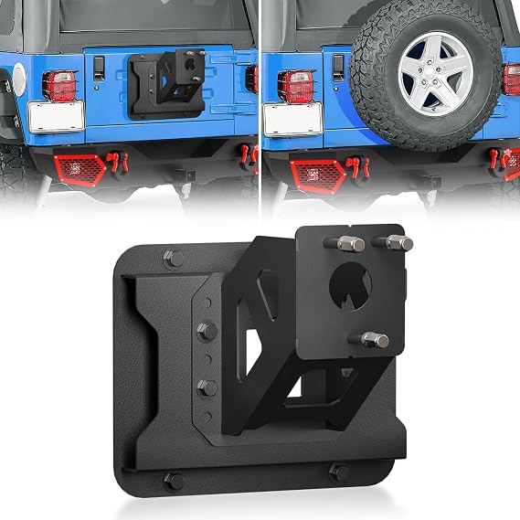 for Wrangler TJ LJ YJ Oversize Spare Tire Mount Carrier up to 40 inches Tire Compatible with 1987-2006 Jeep Wrangler TJ LJ YJ Heavy Duty Back Tire Rack Tailgate Holder Lift Rear Wheel Bracket