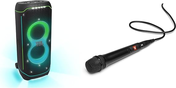 JBL PartyBox Ultimate Powerful Portable Bluetooth Party Speaker with Dynamic Light Show with PBM100 Wired Dynamic Vocal mic with Cable