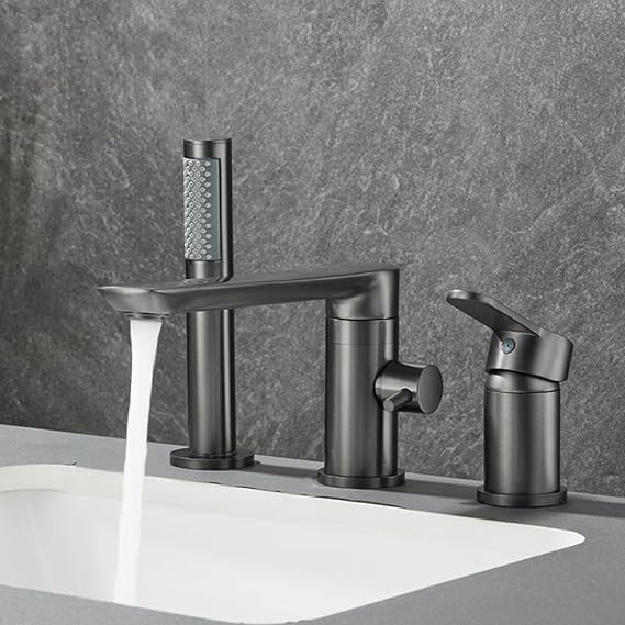 Bath Mixer Faucet 3 Hole Brass-Grey