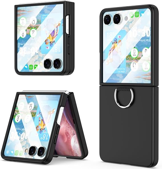 for Samsung Galaxy Z Flip 7 Case Ring Shockproof Protective Cover Flip Z 7 Phone Case for Galaxy Z Flip 7 5G 2025 - Black