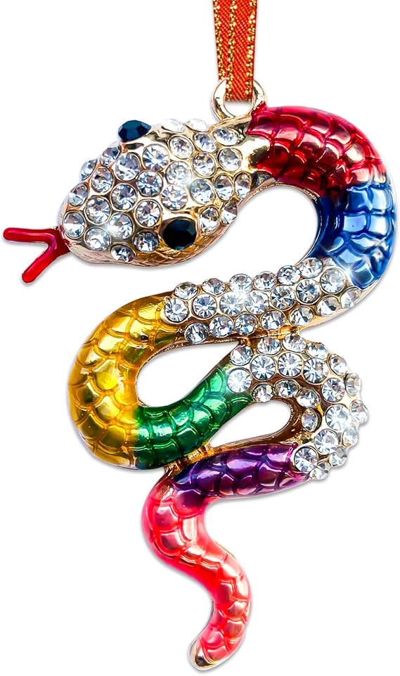 Snake Christmas Ornaments Metal Snake Ornaments for Christmas Tree Rhinestone Snake Hanging for Xmas Tree Home Decor Gifts for Woman Men Boys Girls Snake Lovers Snake Animal Xmas Ornament