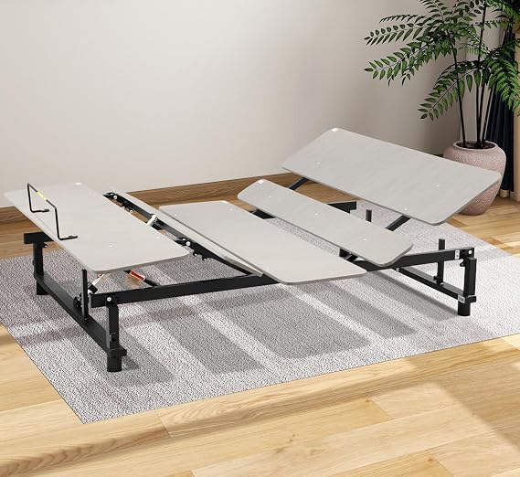 Queen Size Adjustable Bed Frame with Wireless Remote Control and Head & Foot Incline,Zero Gravity Adjustable Bed Frame Base Quiet Motor,Easy Assembly Ergonomic Adjustable Bed Base (Grey, Queen)