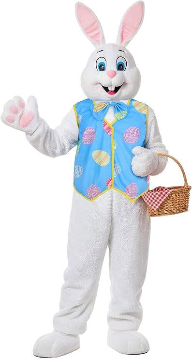 Fun Costumes Easter Bunny Mascot Costume for Adults with Shirt, Pants, Headpiece, and Gloves | Spring Holiday Outfit