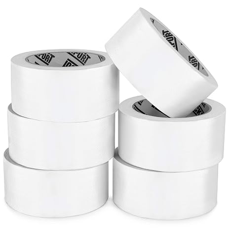 Lockport Duct Tape Heavy Duty Waterproof,20 Yards x 2 Inch,Strong Adhesive Roll for Indoor & Outdoor Repair,No Residue,Tear by Hand - Duct Tape Bulk Value (White, 6-Pack)