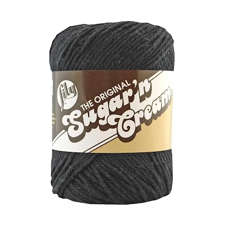 Lily 10200100002 Sugar 'N Cream The Original Solid Yarn, 2.5oz, Medium 4 Gauge, 100% Cotton - Black - Machine Wash & Dry