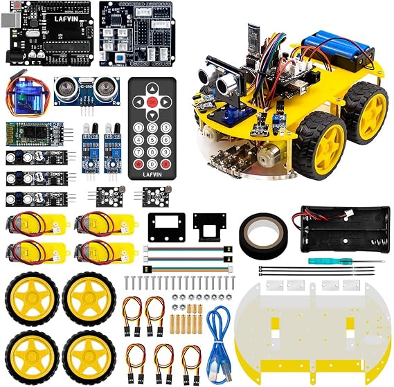 LAFVIN 4WD Multi Robot Car Kit Upgraded V2.0 Robot STEM/Graphical Programming Robot Car Compatible with Arduino IDE with Tutorial