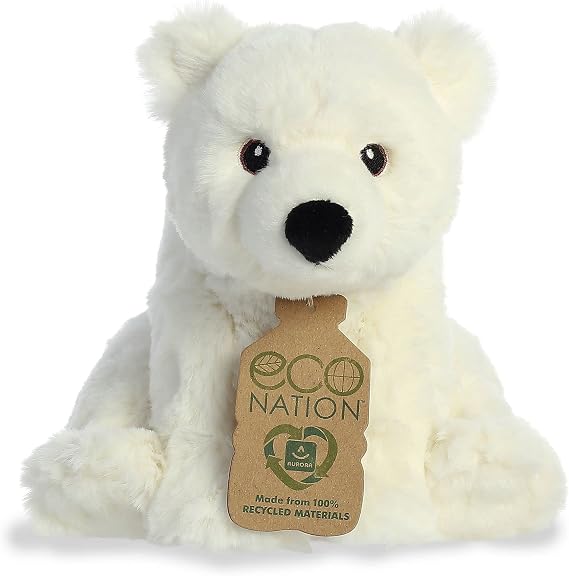 Aurora Responsibly Made Eco NationTM Polar Bear Stuffed Animal - Ideal for Playtime Adventures - Perfect for Birthdays or Just Because - White 7.5 Inches