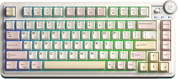 Aula AU75 3 Modlu RGB Hot Swap Mekanik TKL Bloomfield Switch Kablosuz Makrolu Klavye Krem