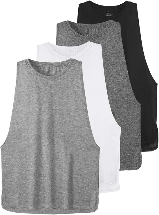 Cosy Pyro 4 Pack Workout Tank Tops for Women Lightweight Running Tanks | Crew Neck,Large Armhole Muscle Tank,Racerback Gym Tops,Sleeveless Athletic Yoga Shirts